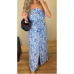2/$30 Jessica Simpson Strapless Maxi Dress Blue Front Slit Size M